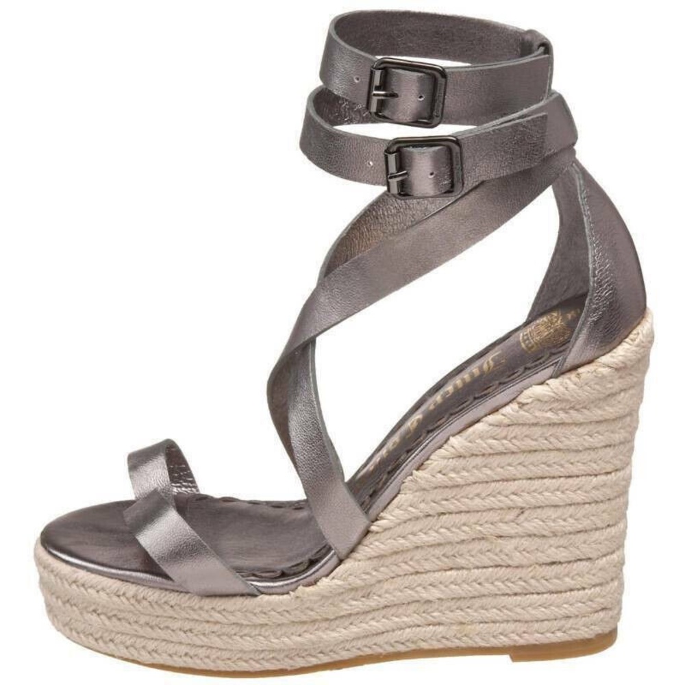 Juicy Couture Silver Wedge Sandals with Crisscross Straps